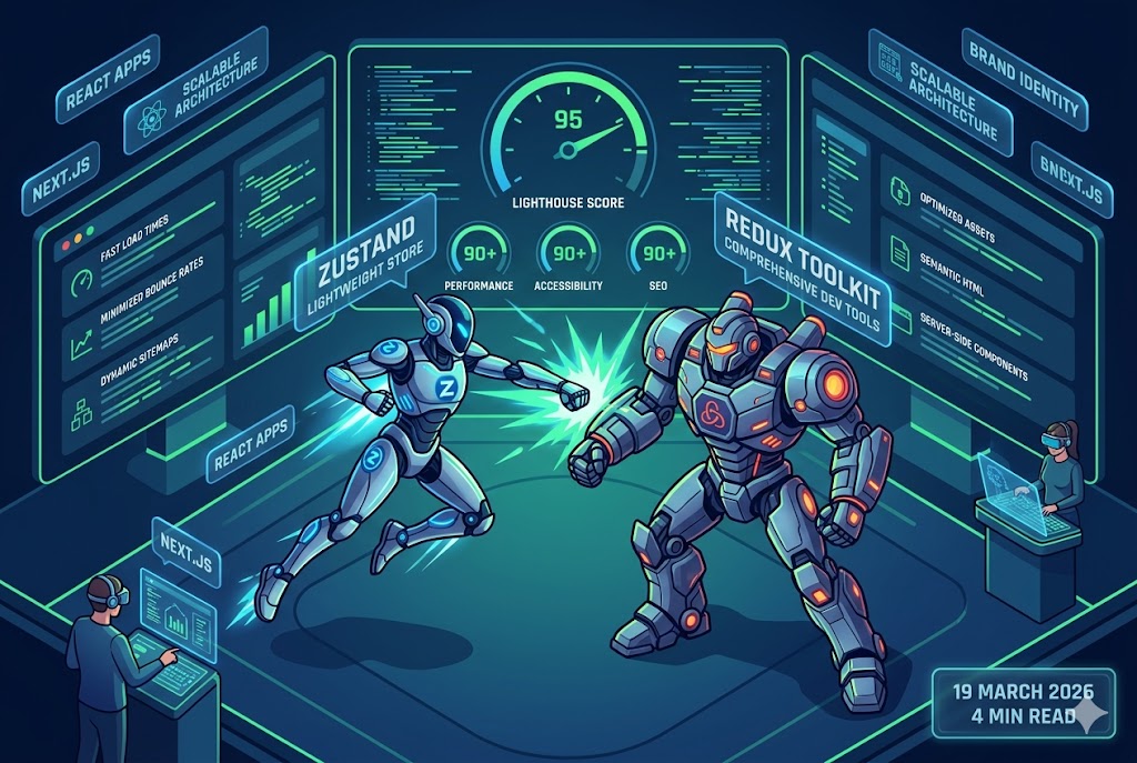 Zustand vs Redux Toolkit: Which State Manager Wins in 2026? Zustand vs Redux Toolkit: Which State Manager Wins in 2026? - Written by Uday K. Jasani, Senior Next.js & React Developer