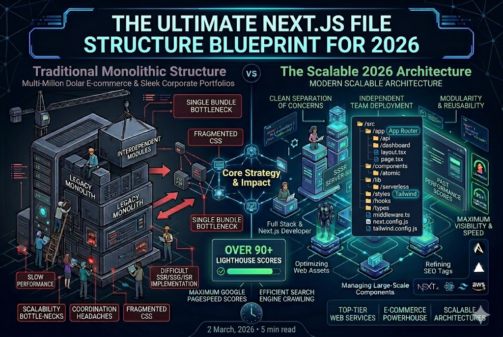 The Ultimate Next.js File Structure Blueprint for 2026 The Ultimate Next.js File Structure Blueprint for 2026 - Written by Uday K. Jasani, Senior Next.js & React Developer
