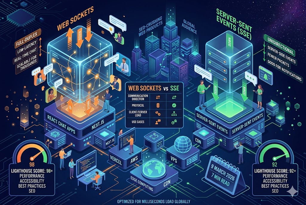 Web Sockets vs Server-Sent Events (SSE) for Real-Time React Chat apps Web Sockets vs Server-Sent Events (SSE) for Real-Time React Chat apps - Written by Uday K. Jasani, Senior Next.js & React Developer